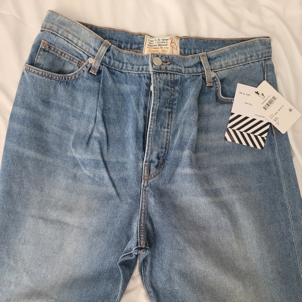 SR vs. Sandrine Rose R1016-D006-INDIGO-D2 Indigo Wide Leg Crop Jeans Size 30